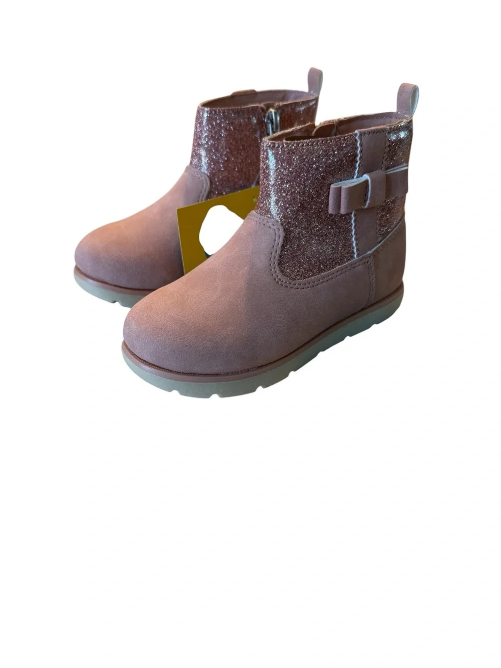 Munchkin by Stride Rite Avalon Blush Glitter Toddler Ankle Boots Pink Bow